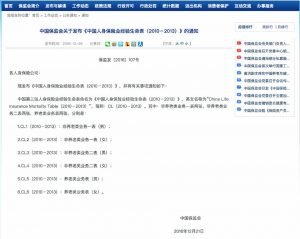 Life Table of China's Life Insurance Industry (2010-2013)