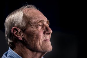 side view of old man's face